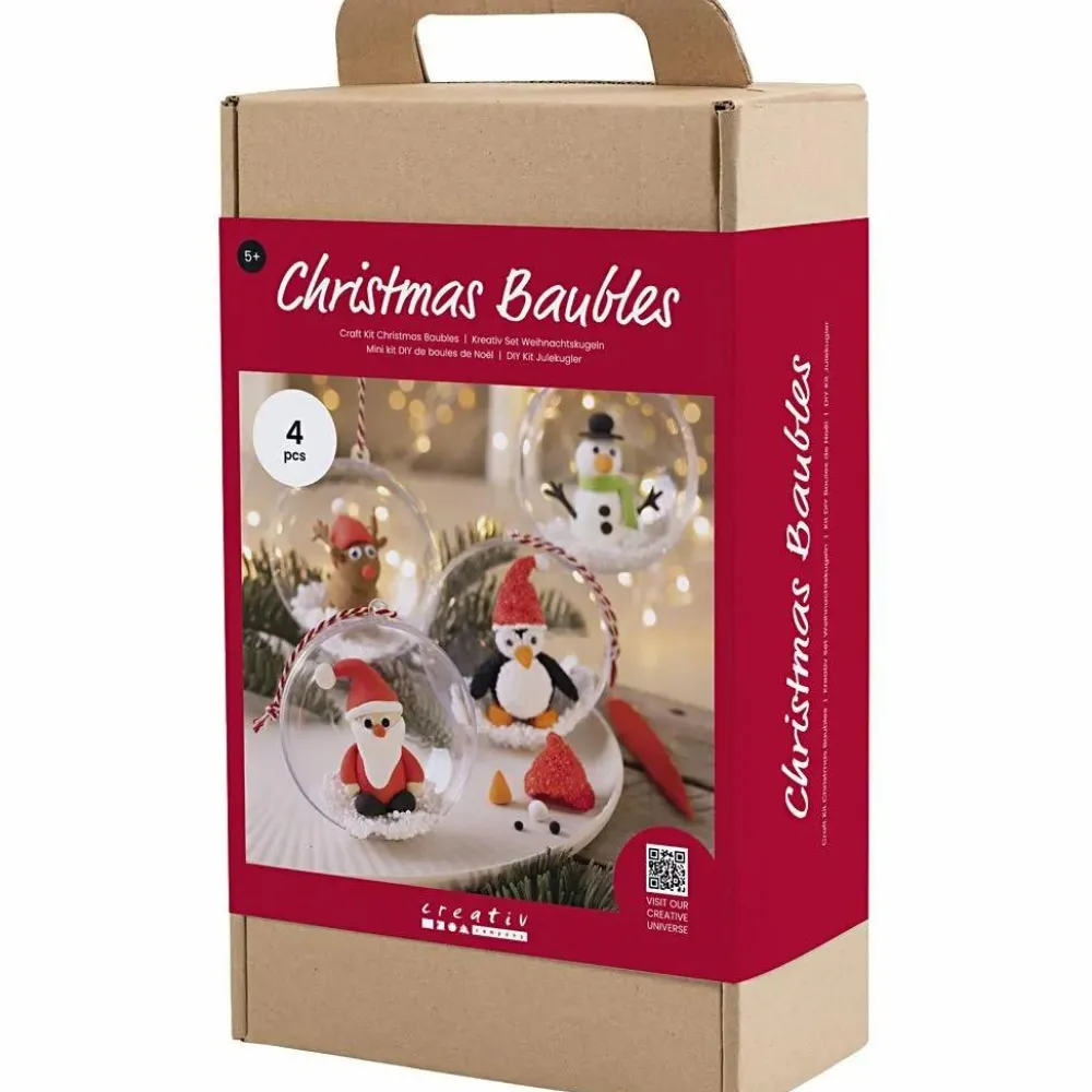 Hot Creativ Company Lav julekugler m. julefigurer, 4 stk