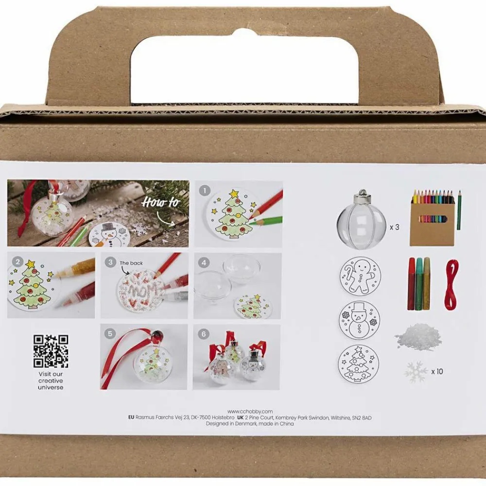 Best Creativ Company Lav julekugler m. julemotiver, 3 stk