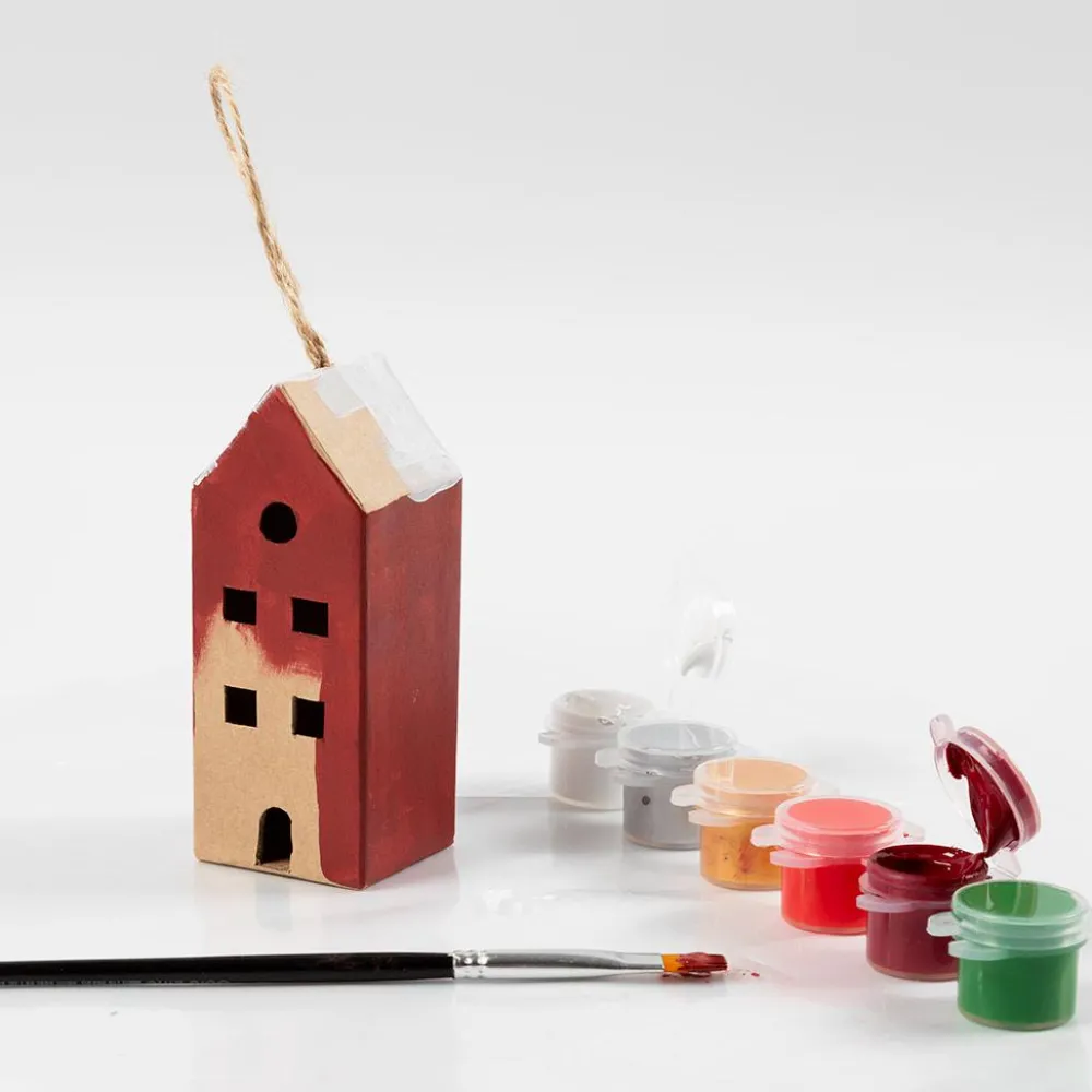 Clearance Creativ Company Lav juleophæng med julehuse, 5 stk