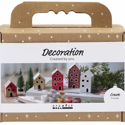 Clearance Creativ Company Lav juleophæng med julehuse, 5 stk