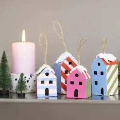 Best Creativ Company Lav juleophæng med julehuse, 4 stk