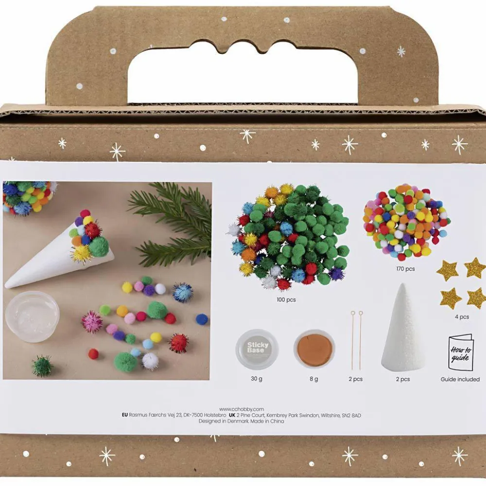 Hot Creativ Company Lav pompon juletræer, 2 stk