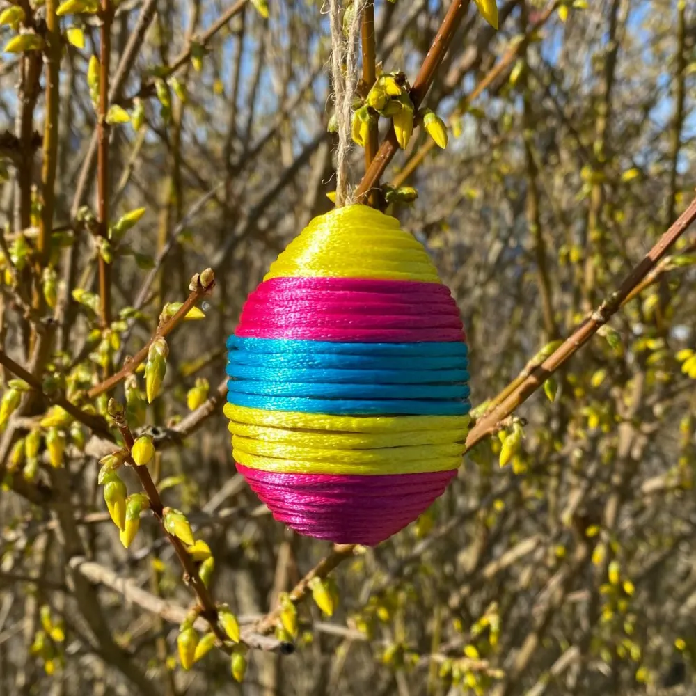 Sale Creativ Company Lav påskeæg m. satinsnor - Gul/Pink/Turkis