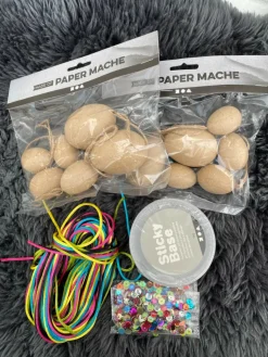 Sale Creativ Company Lav påskeæg m. satinsnor - Gul/Pink/Turkis