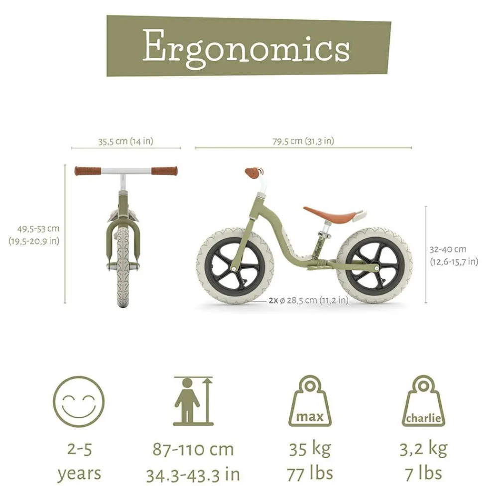 Discount Chillafish Løbecykel Charlie LUX - Oliven (2-5 år)