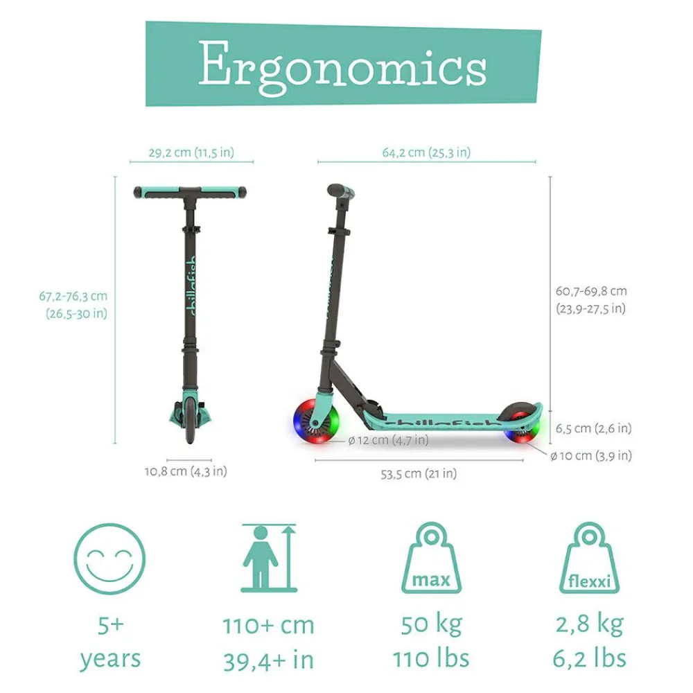 Clearance Chillafish Løbehjul Flexxi GLOW - Mint