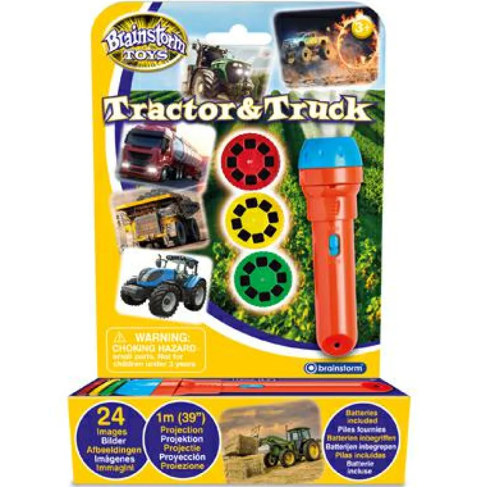 Brainstorm Lommelygte med dias - Traktorer & trucks
