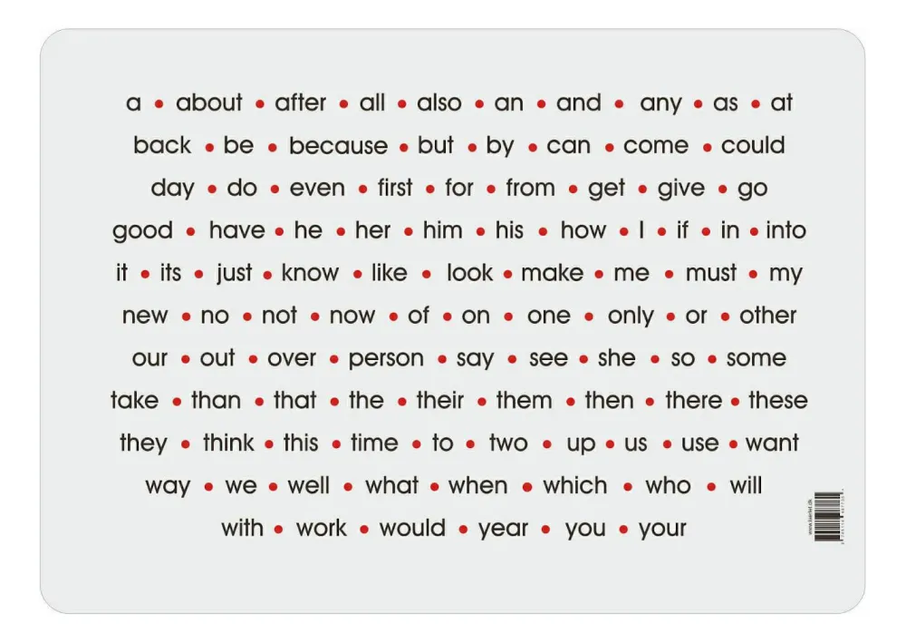 Best Læringsunderlag - 100 almindeligste engelske ord