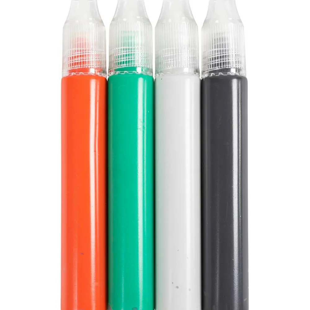 Outlet Creativ Company Lyspenne - Sort/grøn/lys grå/rød, 4 x 30 ml