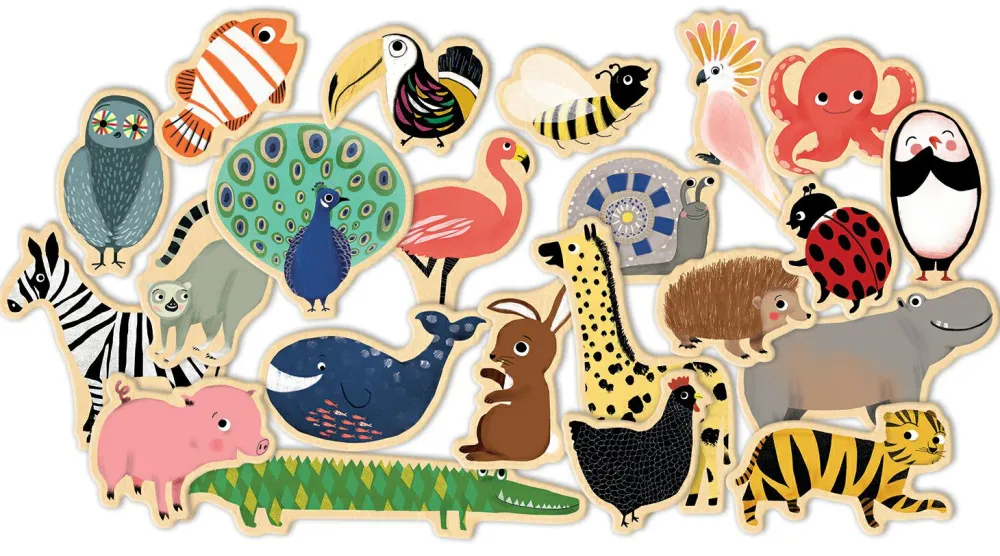 Djeco Magneter - Dyr, 36 stk.