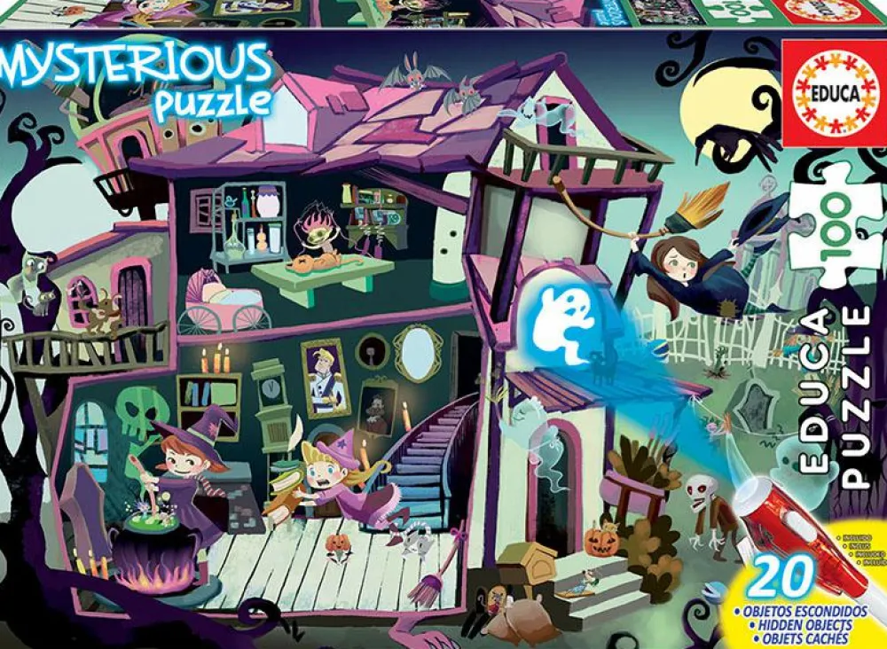 Clearance educa Observationspuslespil 100 brk, UV - Spøgelseshus