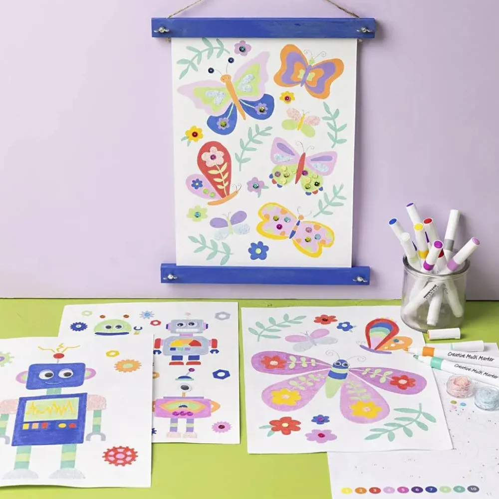 Outlet Creativ Company Paint by Numbers, tusser - Sommerfugle & robotter