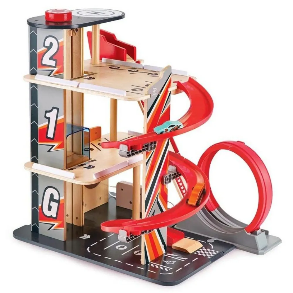 Hape Parkeringshus inkl. stunt-rampe
