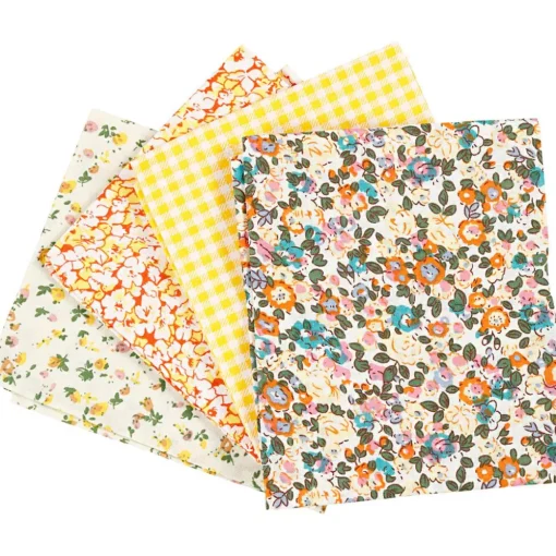Creativ Company Patchworkstof 45 x 55 cm - Gul, 4 stk