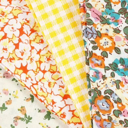 Creativ Company Patchworkstof 45 x 55 cm - Gul, 4 stk