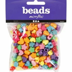 Hot Creativ Company Plastperler - Figurmix hjerter/stjerner, 65 gr.