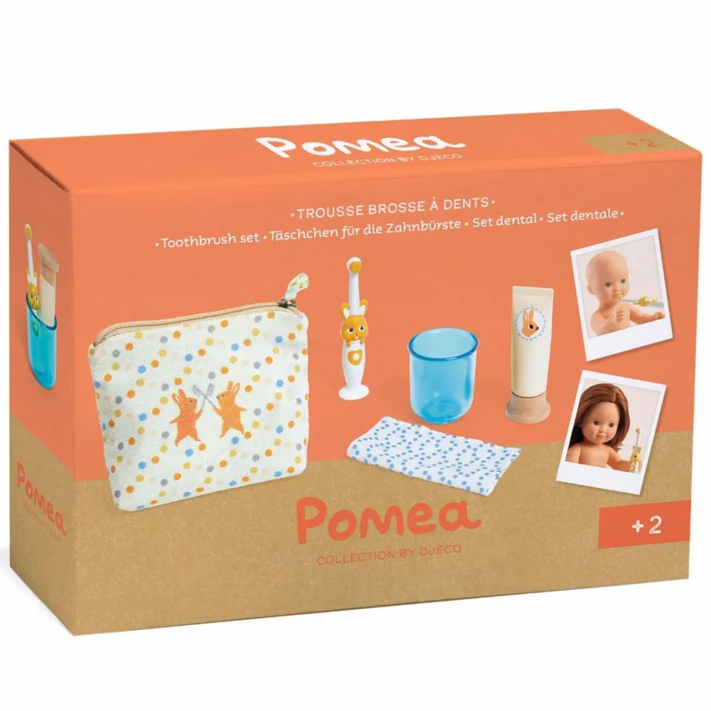 Clearance Djeco Pomea dukketilbehør - Tandbørstesæt