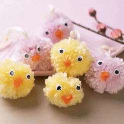 Clearance Creativ Company Påskepose - Lav pompon påskekyllinger, 6 stk