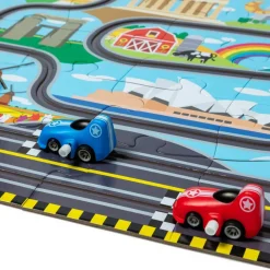 Hot Melissa & Doug Puslespil m. 48 brk - Jorden rundt, inkl 2 biler