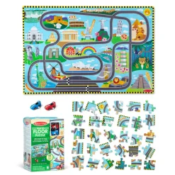 Hot Melissa & Doug Puslespil m. 48 brk - Jorden rundt, inkl 2 biler