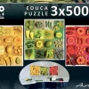 Hot educa Puslespil m. 3 x 500 brikker - Frugt & blomster