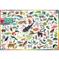 Discount eeBoo Puslespil med 100 brk. - Dyr i verden