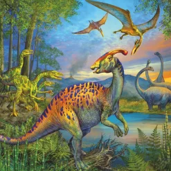 Discount Puslespil med 3 x 49 brikker - Dinosaurer