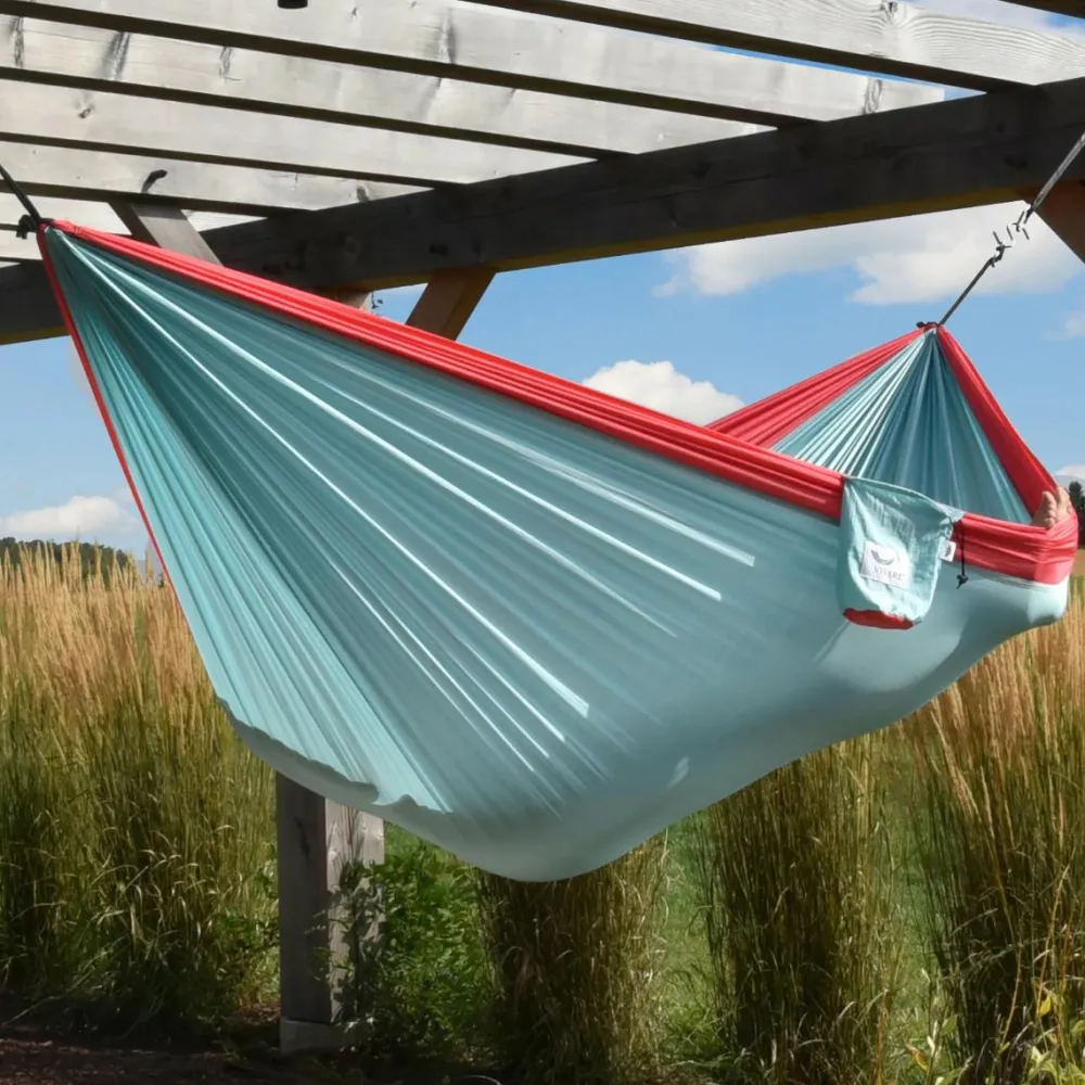 Outlet Rejsehængekøje dobbelt (nylon) - Lyseblå