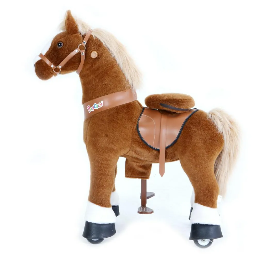 Hot PonyCycle Rid Selv - Hest, lysebrun m. hvid blis, Medium