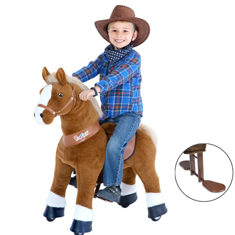 Hot PonyCycle Rid Selv - Hest, lysebrun m. hvid blis, Medium