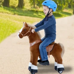 Hot PonyCycle Rid Selv - Hest, lysebrun m. hvid blis, Medium