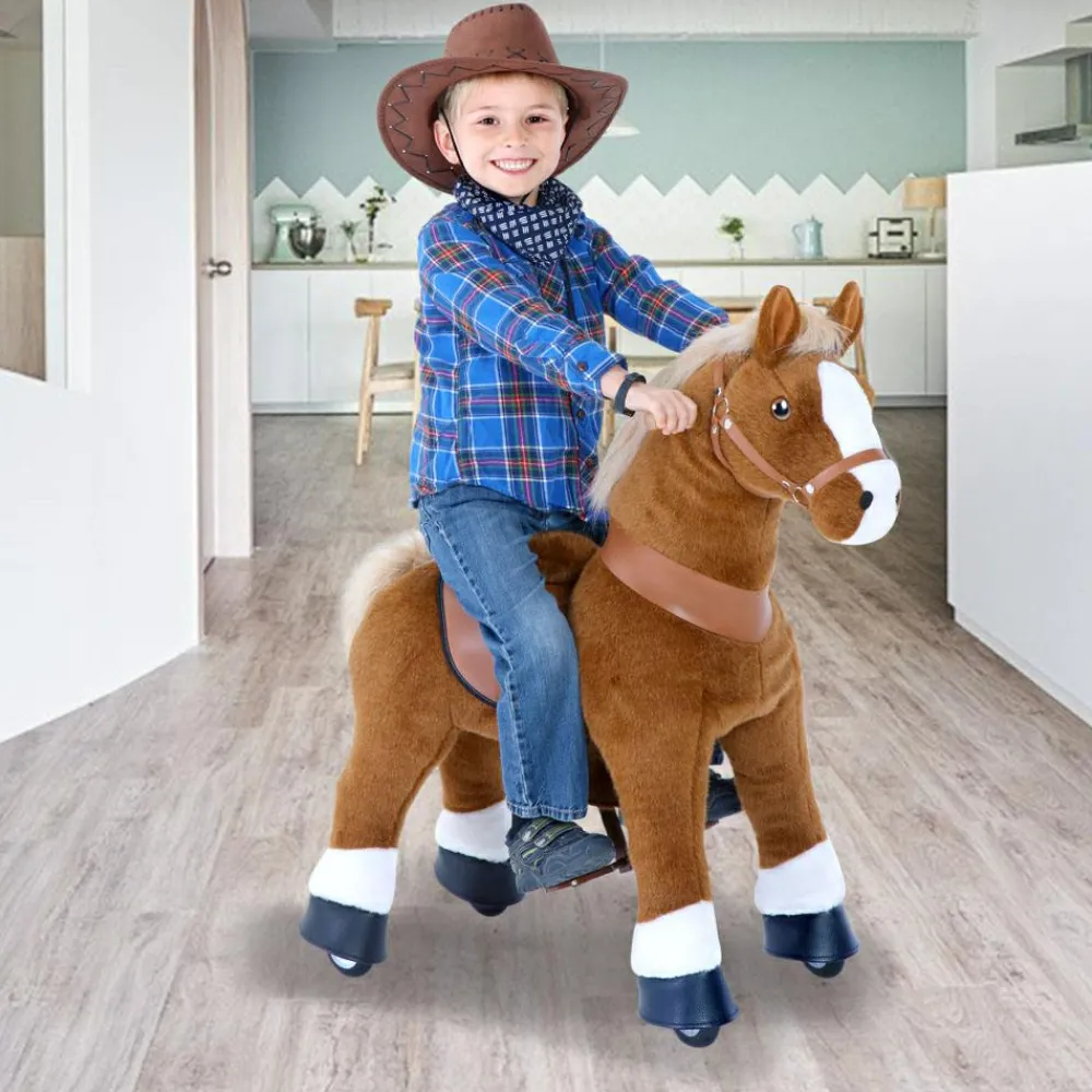 Hot PonyCycle Rid Selv - Hest, lysebrun m. hvid blis, Medium