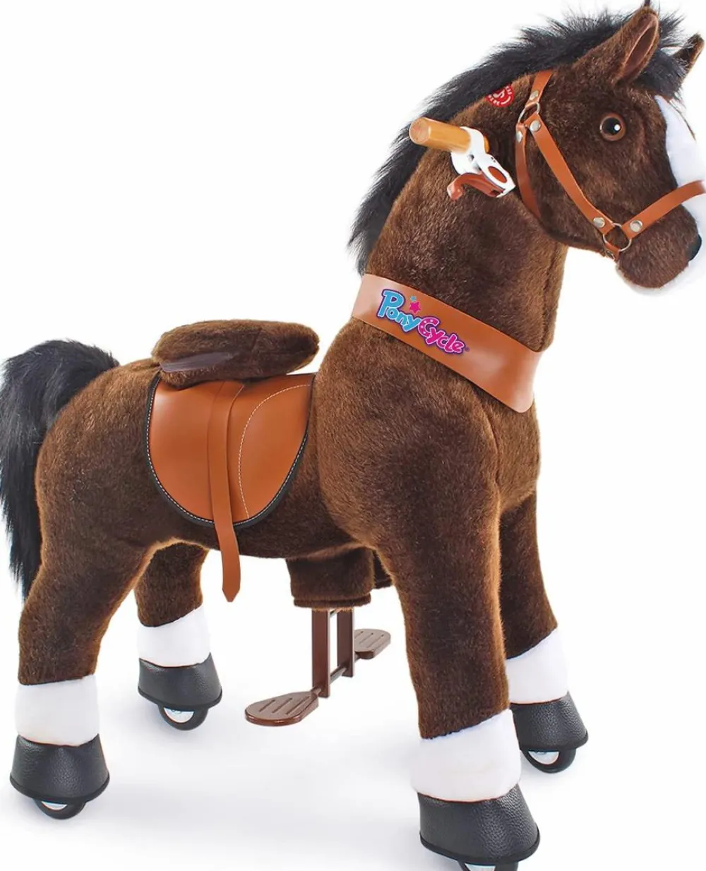 Best PonyCycle Rid Selv - Hest, mørkebrun m. hvid blis, Medium