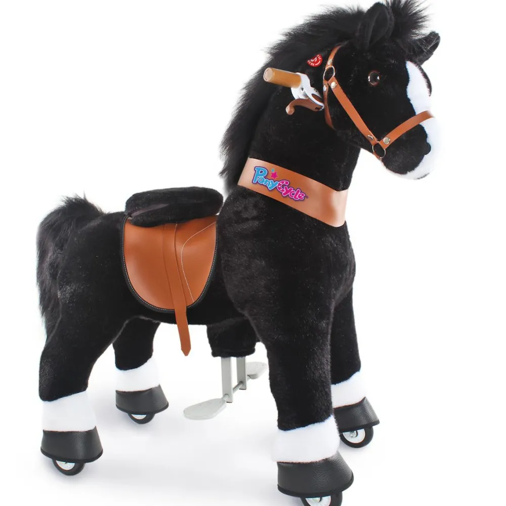 Best PonyCycle Rid Selv - Hest, sort m. hvid blis, Medium