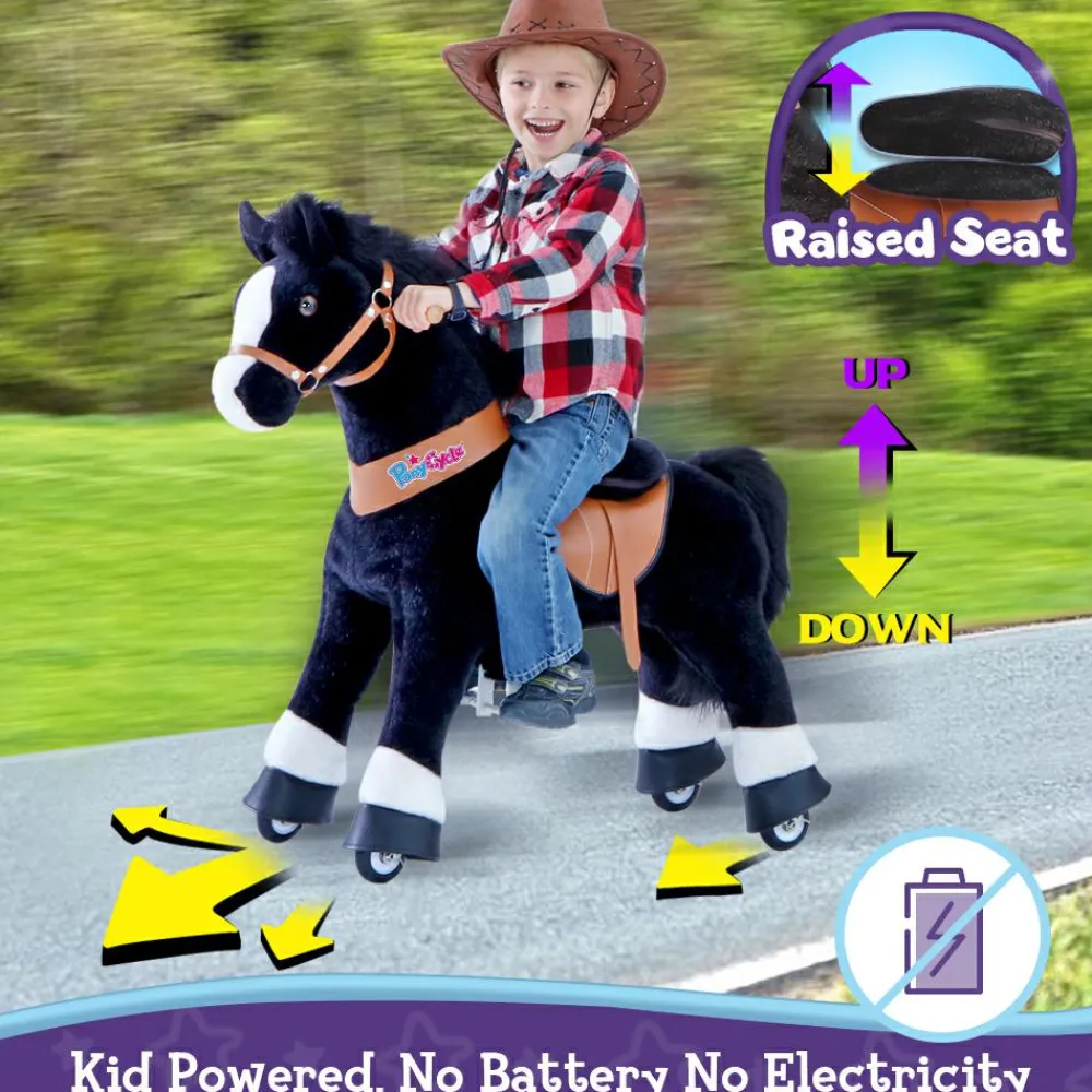 Best PonyCycle Rid Selv - Hest, sort m. hvid blis, Medium