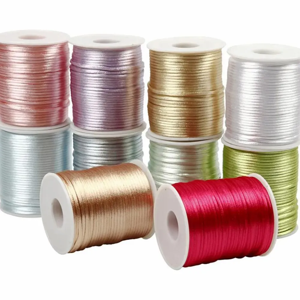 Outlet Creativ Company Satinsnor Ø2 mm, 50 m - Pastelfarver, 10 stk