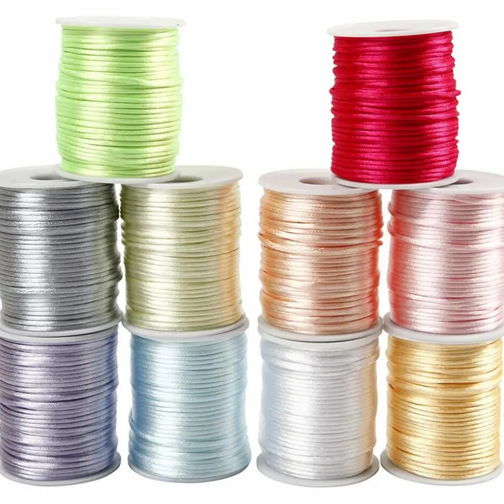 Outlet Creativ Company Satinsnor Ø2 mm, 50 m - Pastelfarver, 10 stk