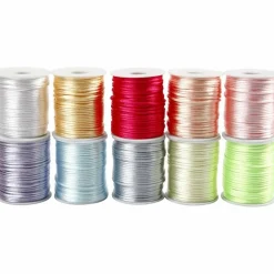 Outlet Creativ Company Satinsnor Ø2 mm, 50 m - Pastelfarver, 10 stk