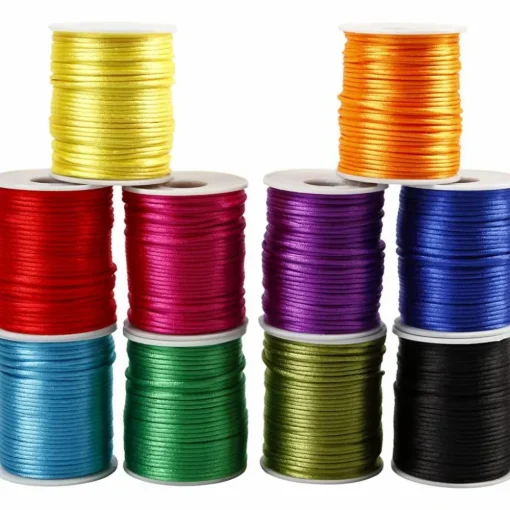 Creativ Company Satinsnor Ø2 mm, 50 m - Stærke farver, 10 stk