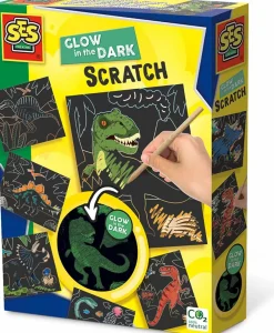 Sale SES Creative Scratch kort - Glow in the dark dinosaurer