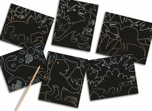 Sale SES Creative Scratch kort - Glow in the dark dinosaurer