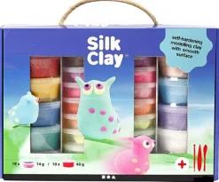 Creativ Company Silk Clay i gaveæske, 28 bøtter + værktøj