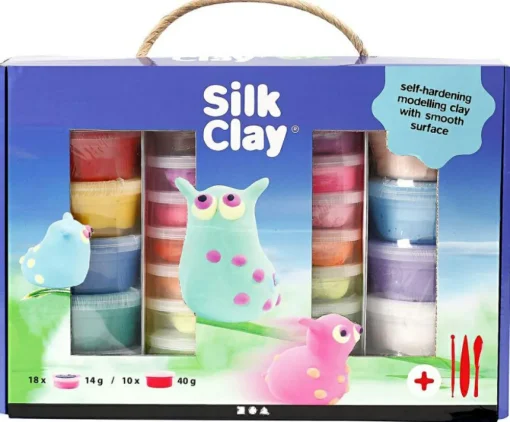 Creativ Company Silk Clay i gaveæske, 28 bøtter + værktøj