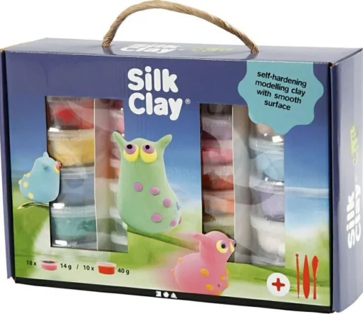 Creativ Company Silk Clay i gaveæske, 28 bøtter + værktøj