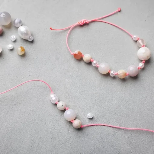 Outlet Creativ Company Smykke startsæt - Agater, sort/pink/hvid