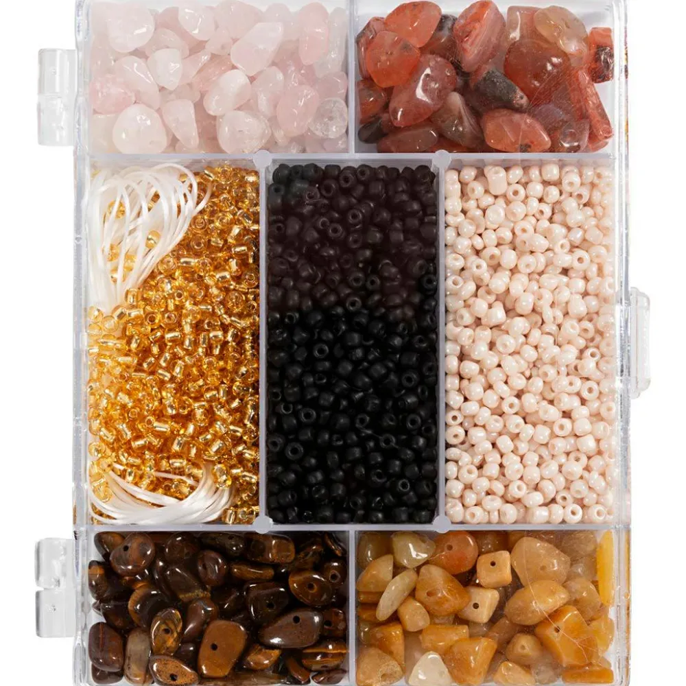 Creativ Company Smykke startsæt - Krystaller, beige/brun/sort