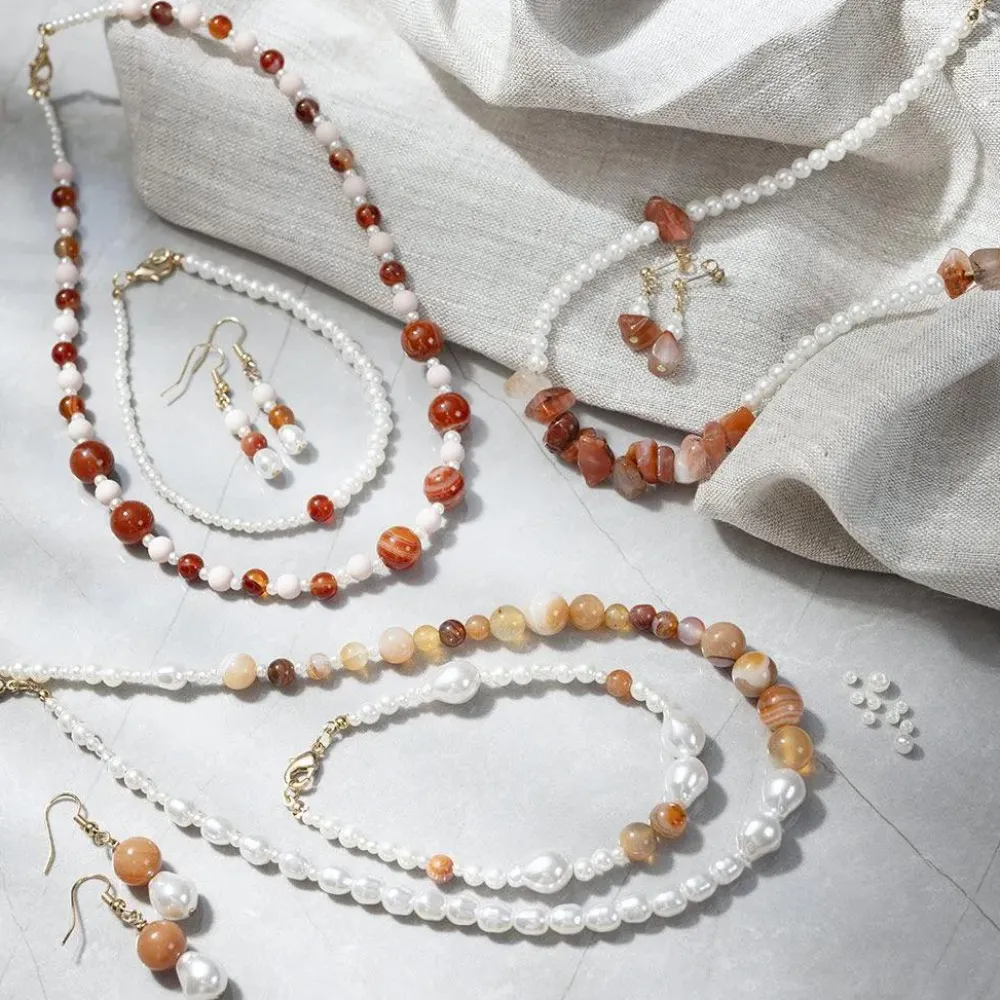 Creativ Company Smykke startsæt - Krystaller, beige/brun/sort