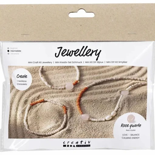 New Creativ Company Smykkekit - Halskæde & armbånd, Rosakvarts