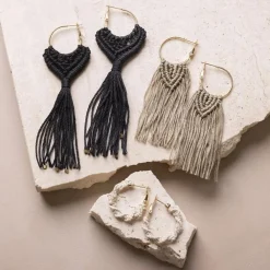 Creativ Company Smykkekit - Macramé øreringe, 3 par