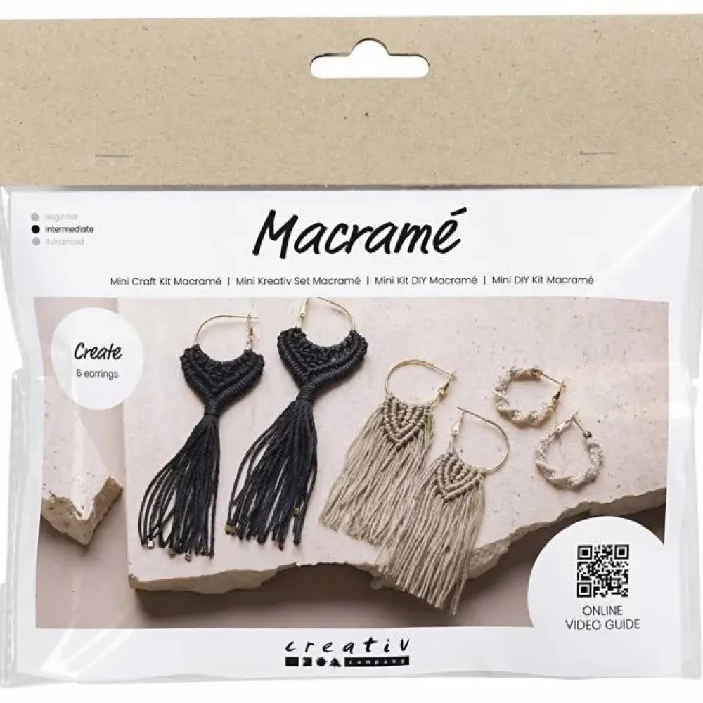 Creativ Company Smykkekit - Macramé øreringe, 3 par